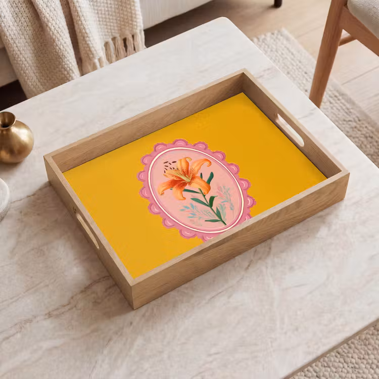 Lelie - Oranje - Lijst - Ovaal Dienblad Rechthoek middel -sfeer1