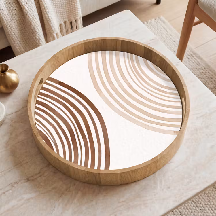Tray - Lines - Minimalist - Art - Lijnen - Minimalistisch - Kunst Dienblad Rond middel