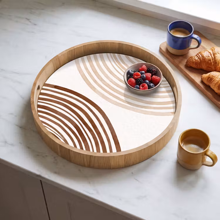 Tray - Lines - Minimalist - Art - Lijnen - Minimalistisch - Kunst Dienblad Rond middel