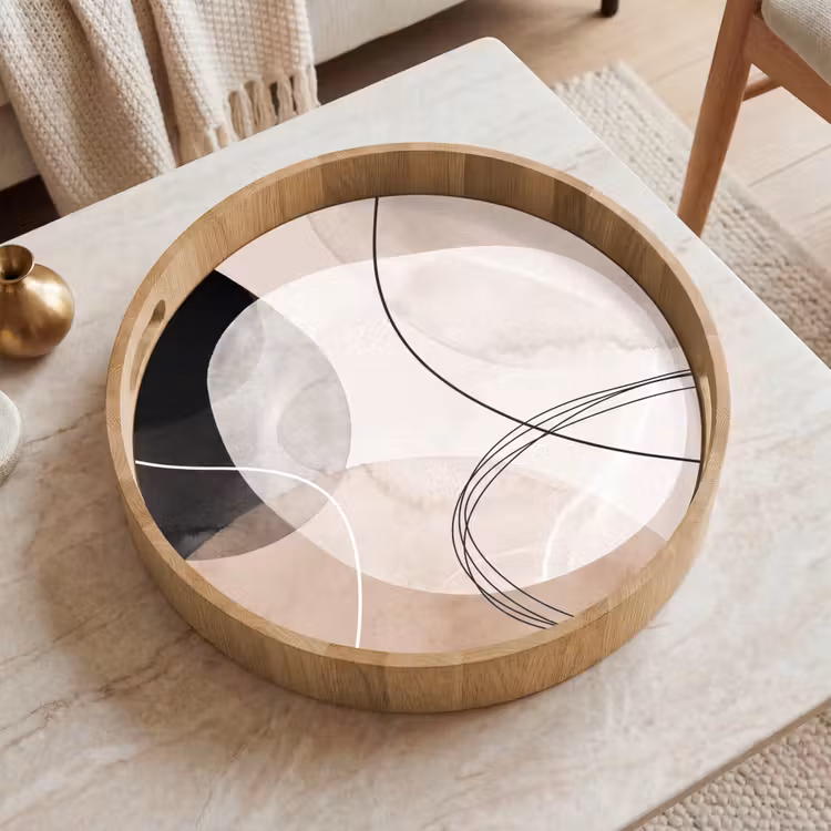 Tray - Lines - Wavy - Art - Lijnen - Golvend - Kunst Dienblad Rond middel