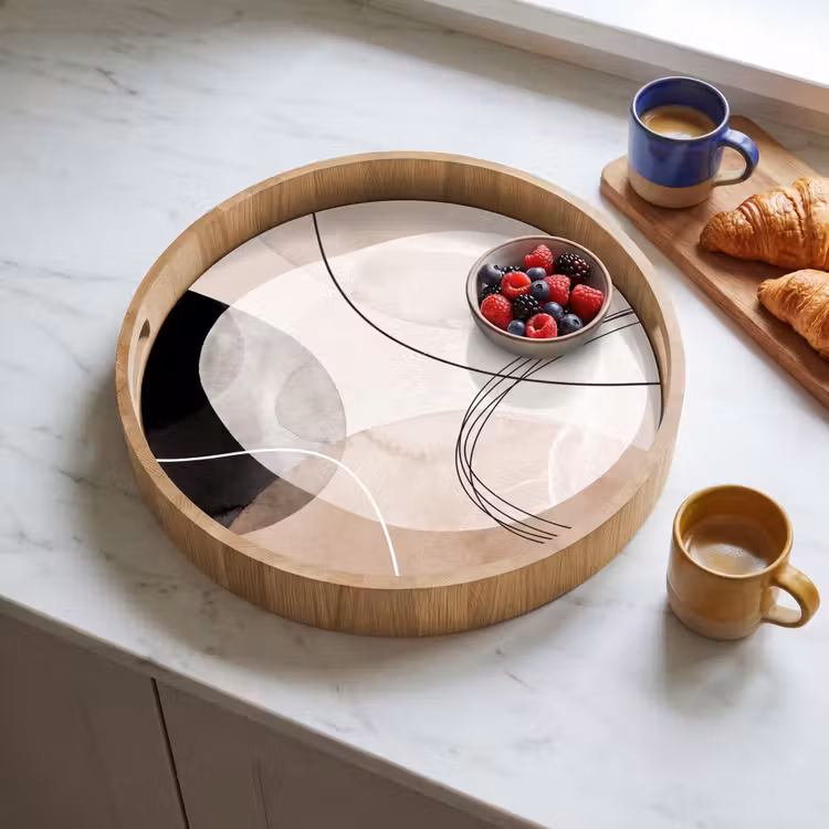 Tray - Lines - Wavy - Art - Lijnen - Golvend - Kunst Dienblad Rond middel