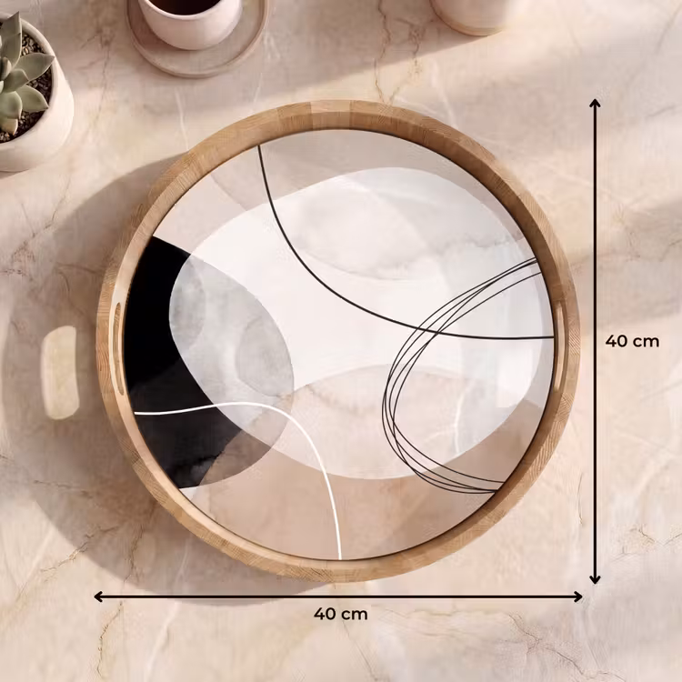 Tray - Lines - Wavy - Art - Lijnen - Golvend - Kunst Dienblad Rond middel