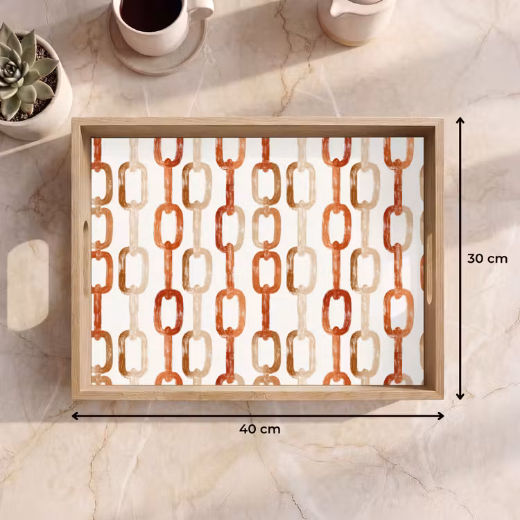 Schakels - Patroon - Aquarel - Terracotta Dienblad Rechthoek middel 911 -USP_Formaat