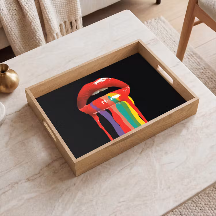Lippen - Kleuren - Zwart Dienblad Rechthoek middel -sfeer1
