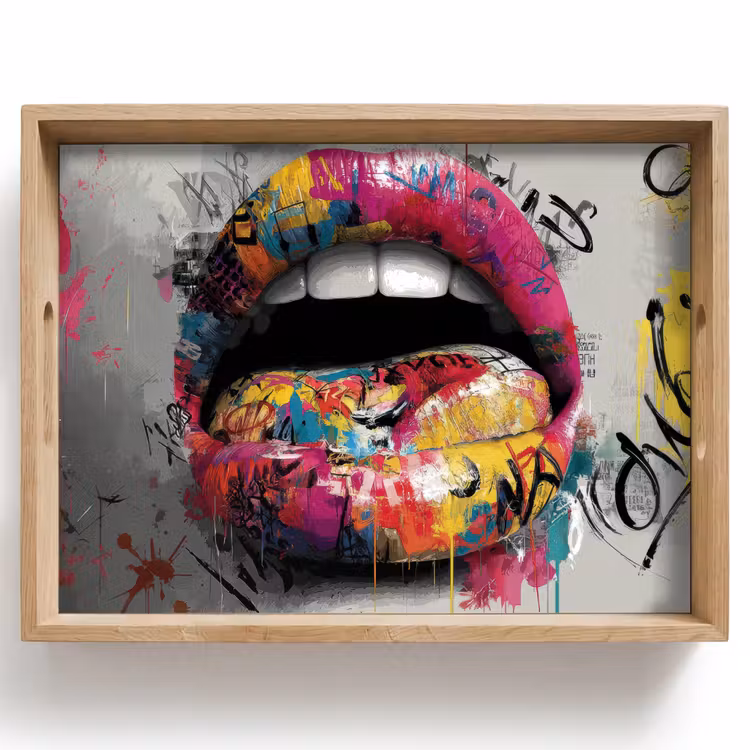 Lippen - Graffiti - Expressief Dienblad Rechthoek middel -z3d_shopping
