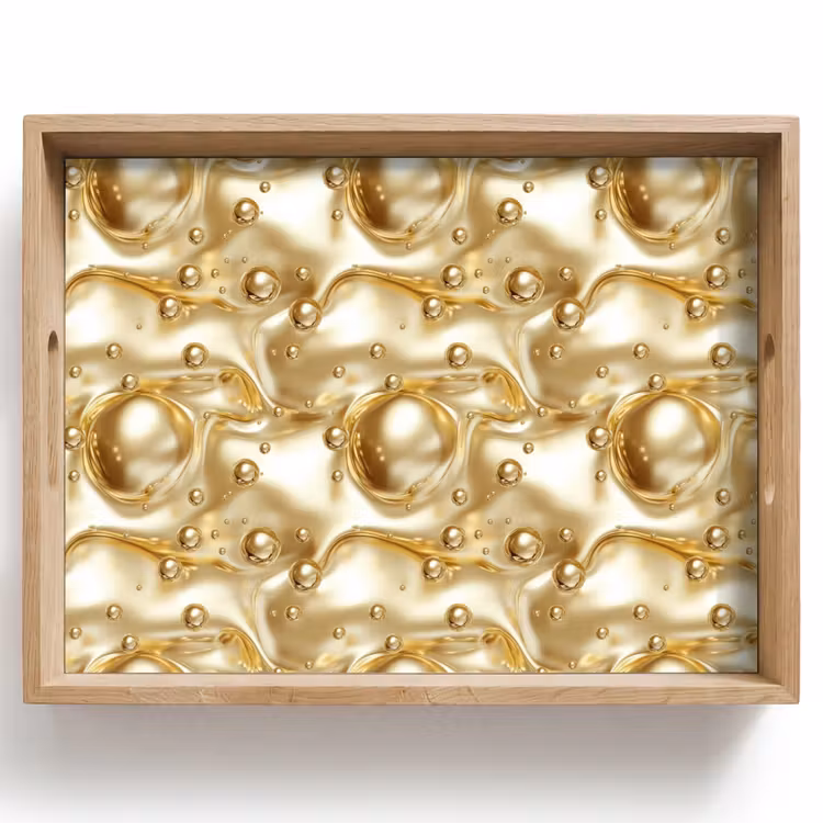 Vloeibaar - Druppels - Goud Dienblad Rechthoek middel 911 -z3d_shopping