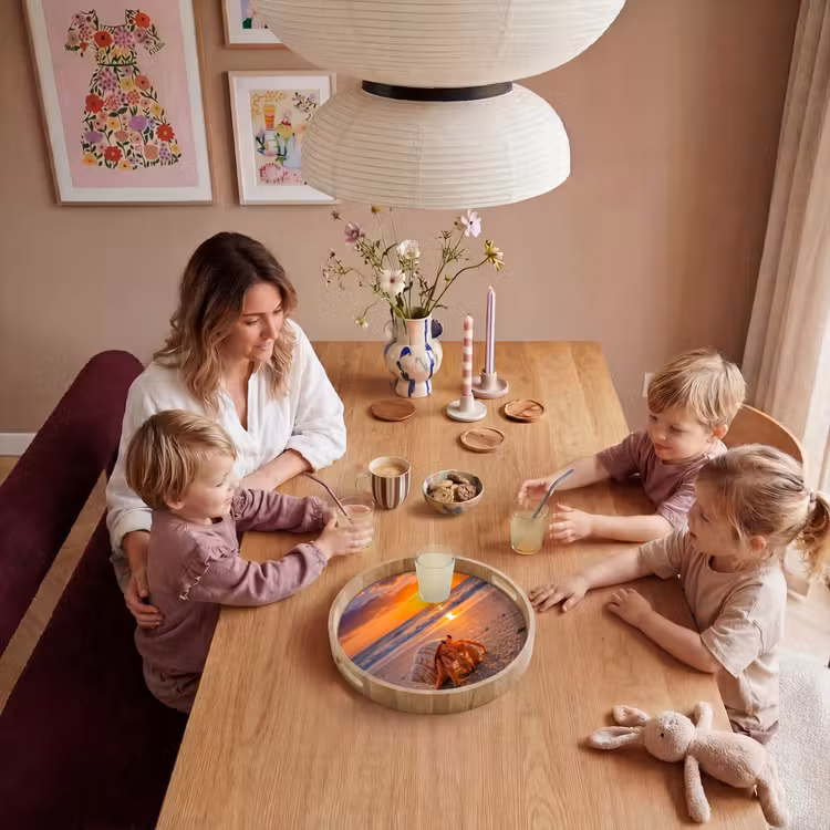 Kreeft - Strand - Natuur - Zonsondergang - Oranje Dienblad Rond middel -sfeer4