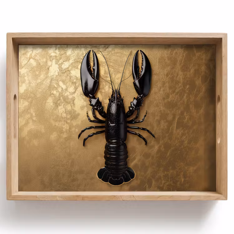 Kreeft - Zwart - Goud - Luxe Dienblad Rechthoek middel -z3d_shopping