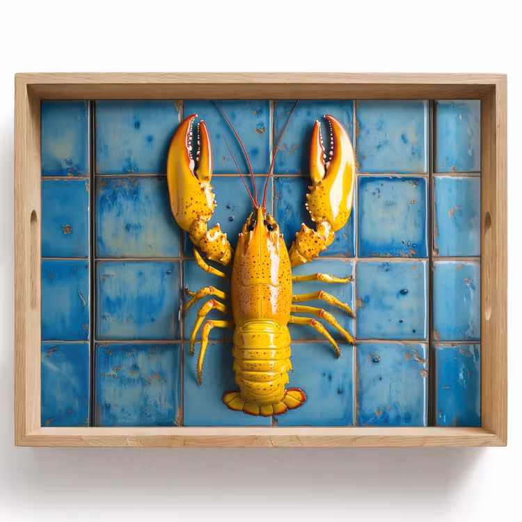 Kreeft - Geel - Blauw - Tegels Dienblad Rechthoek middel -z3d_shopping