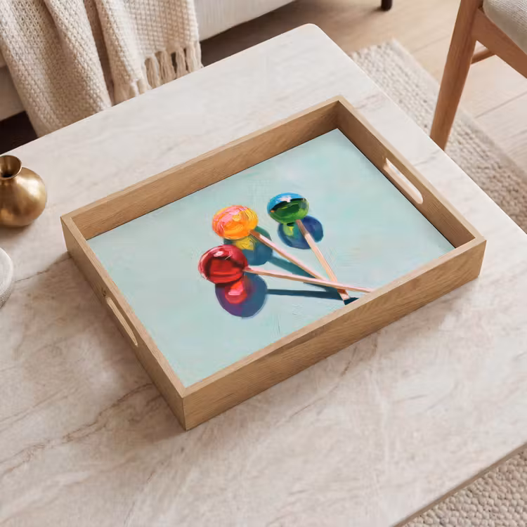 Lollys - Schaduw - Drie - Blauw Dienblad Rechthoek middel -sfeer1