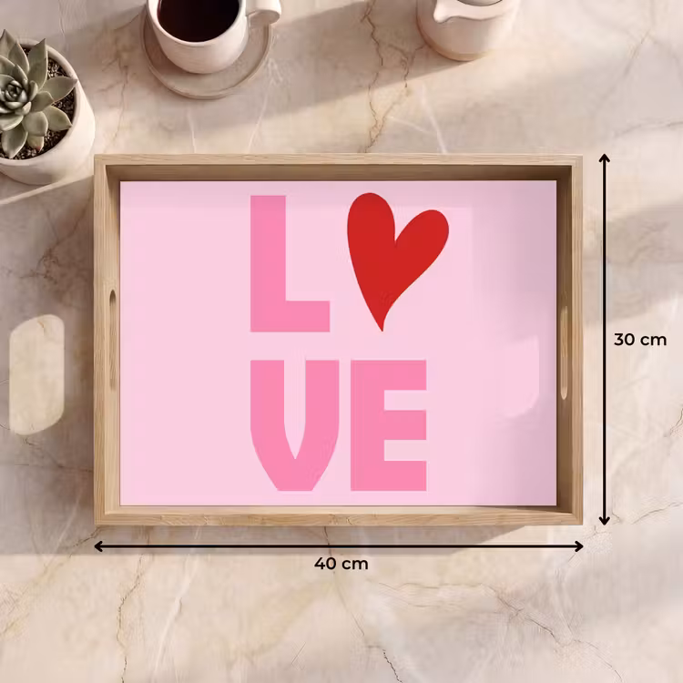 Love - Roze - Hart - Valentijn Dienblad Rechthoek middel -USP_Formaat