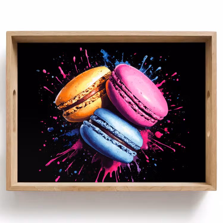 Macarons - Dessert - Graffiti - Kleurrijk - Roze - Blauw - Geel Dienblad Rechthoek middel -z3d_shopping