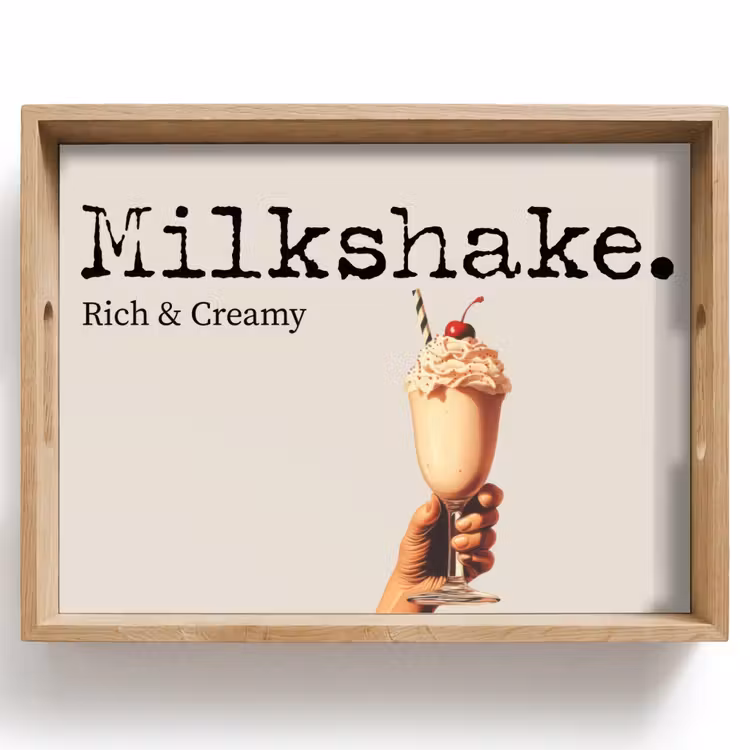 Milkshake - Kers - Rietje Dienblad Rechthoek middel -z3d_shopping