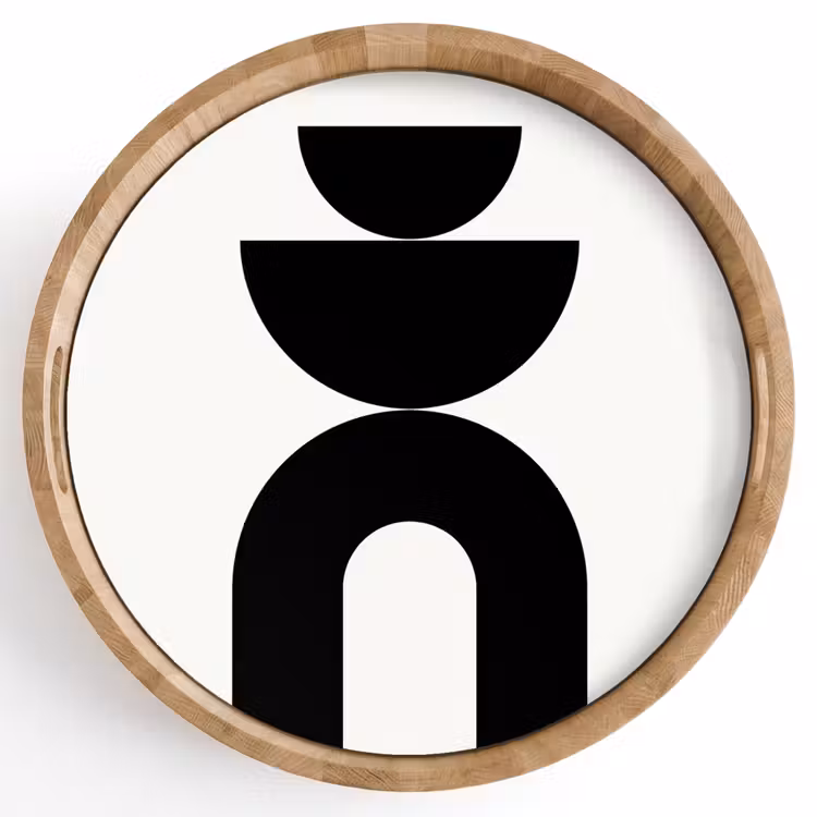 Tray - Minimalist - Art - White - Minimalistisch - Kunst - Wit Dienblad Rond middel