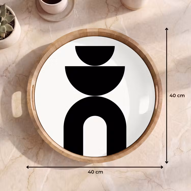 Tray - Minimalist - Art - White - Minimalistisch - Kunst - Wit Dienblad Rond middel