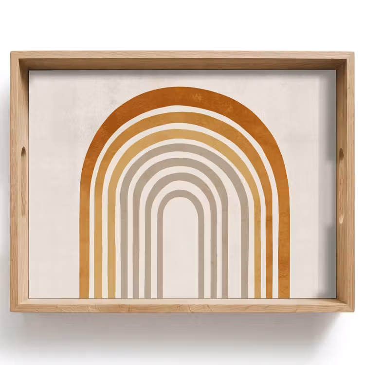 Minimalistisch - Boog - Lijnen - Beige Dienblad Rechthoek middel -z3d_shopping