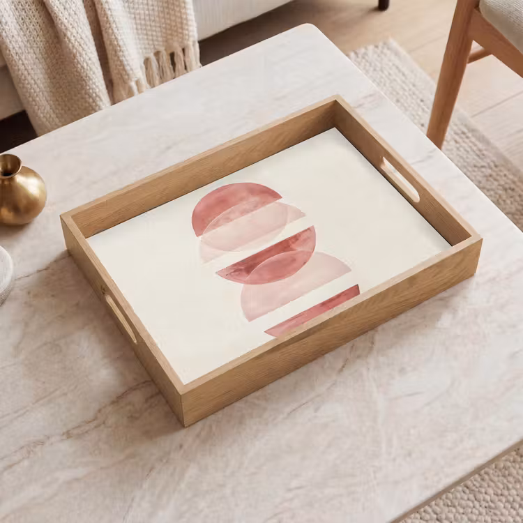 Minimalistisch - Cirkels - Roze Dienblad Rechthoek middel -sfeer1