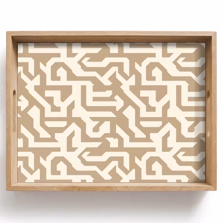 Modern - Abstract - Beige Dienblad Rechthoek middel 911 -z3d_shopping