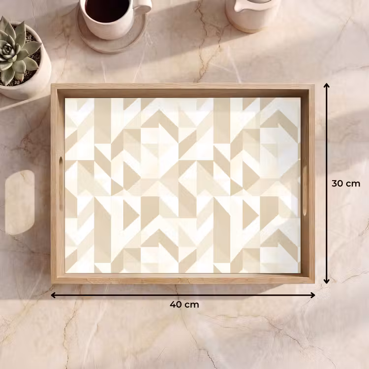 Modern - Abstract - Beige Dienblad Rechthoek middel 911 -USP_Formaat