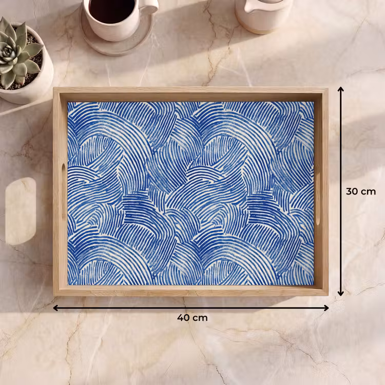 Modern - Abstract - Blauw Dienblad Rechthoek middel 911 -USP_Formaat
