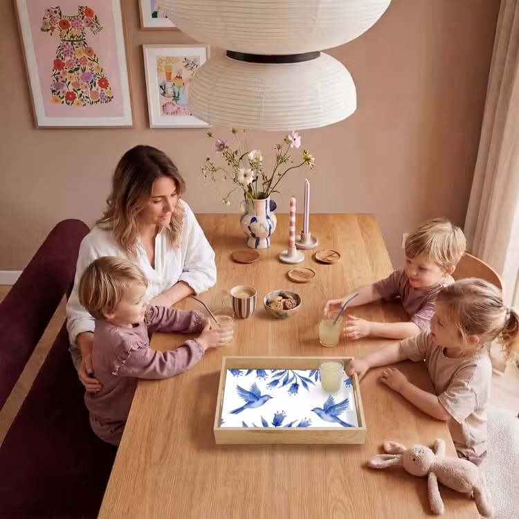 Modern - Vogels - Delfts - Blauw Dienblad Rechthoek middel -sfeer4