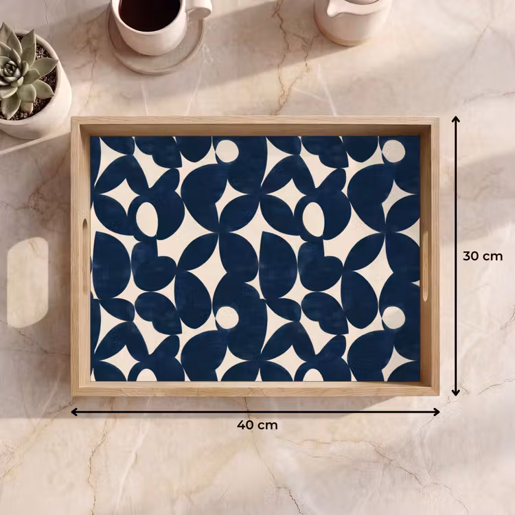 Modern - Geometrisch - Blauw Dienblad Rechthoek middel 911 -USP_Formaat