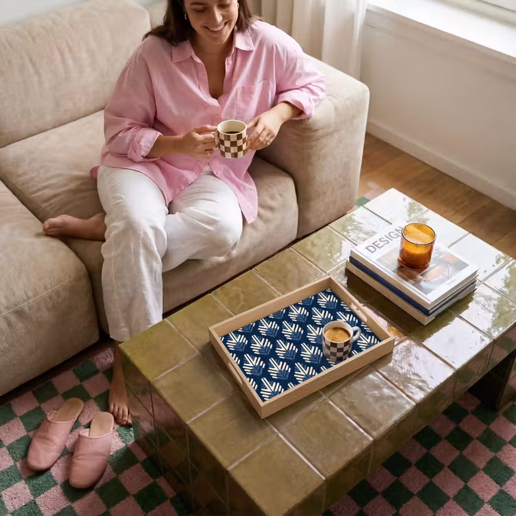 Modern - Patroon - Blauw Dienblad Rechthoek middel 911 -sfeer3