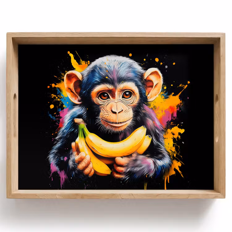 Aap - Graffiti - Kleurrijk - Bananen - Modern Dienblad Rechthoek middel -z3d_shopping
