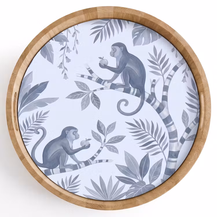 Aap - Boom - Bladeren - Jungle - Illustratie Dienblad Rond middel -z3d_shopping