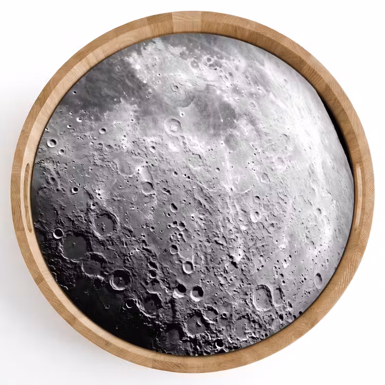 Tray - Moon - Craters - Space - Maan - Kraters - Ruimte Dienblad Rond middel