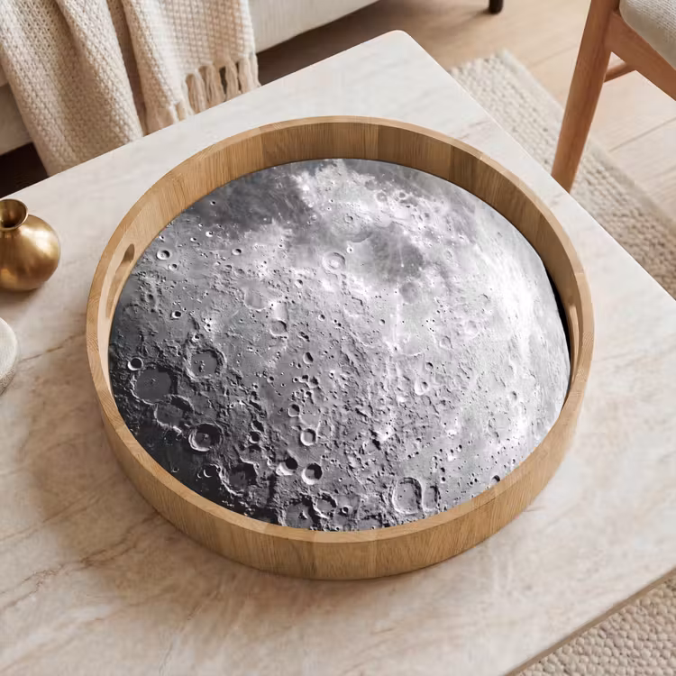 Tray - Moon - Craters - Space - Maan - Kraters - Ruimte Dienblad Rond middel