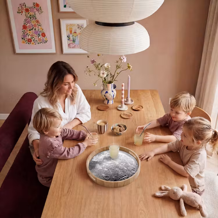 Tray - Moon - Craters - Space - Maan - Kraters - Ruimte Dienblad Rond middel