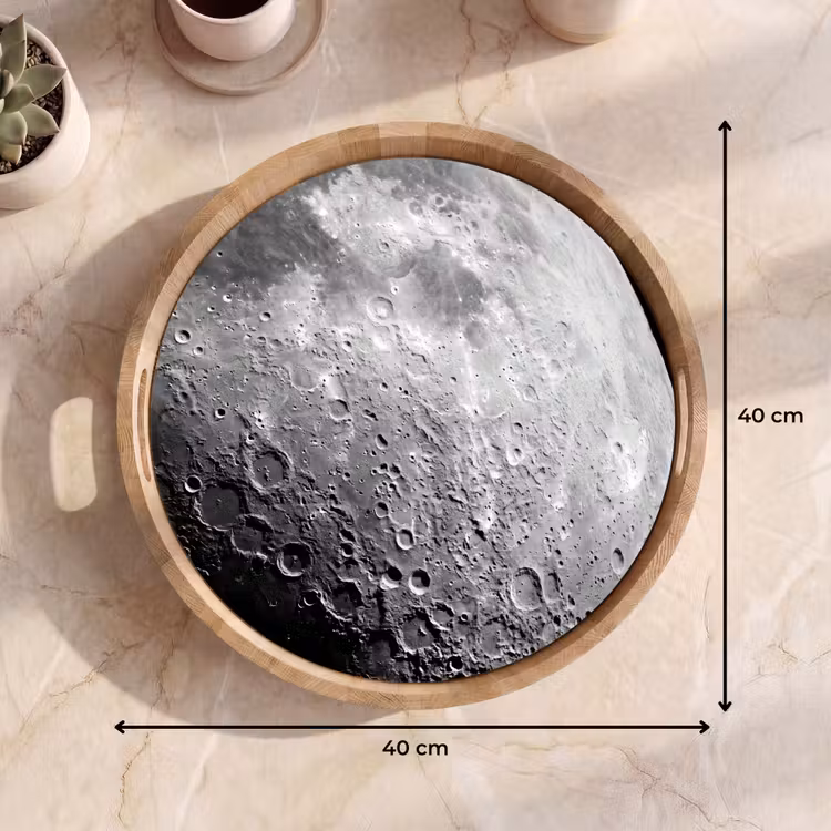 Tray - Moon - Craters - Space - Maan - Kraters - Ruimte Dienblad Rond middel