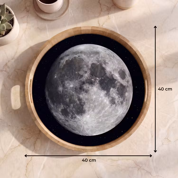 Tray - Moon - Stars - Space - Maan - Sterren - Ruimte Dienblad Rond middel