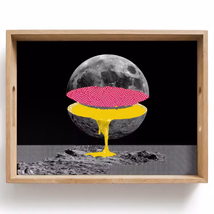 Maan - Geel - Roze - Zwart Dienblad Rechthoek middel -z3d_shopping