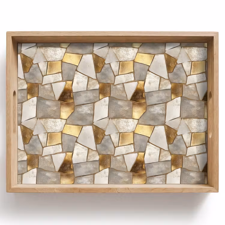 Mozaïek - Marmer - Goud Dienblad Rechthoek middel 911 -z3d_shopping