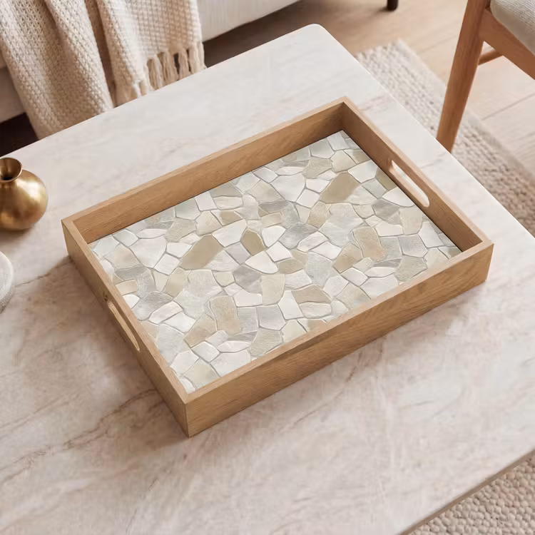 Mozaïek - Stenen - Beige Dienblad Rechthoek middel 911 -sfeer1