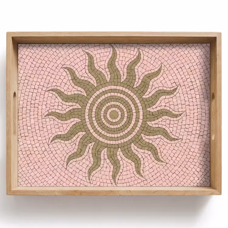 Mozaïek - Zon - Patroon - Klassiek - Roze Dienblad Rechthoek middel -z3d_shopping