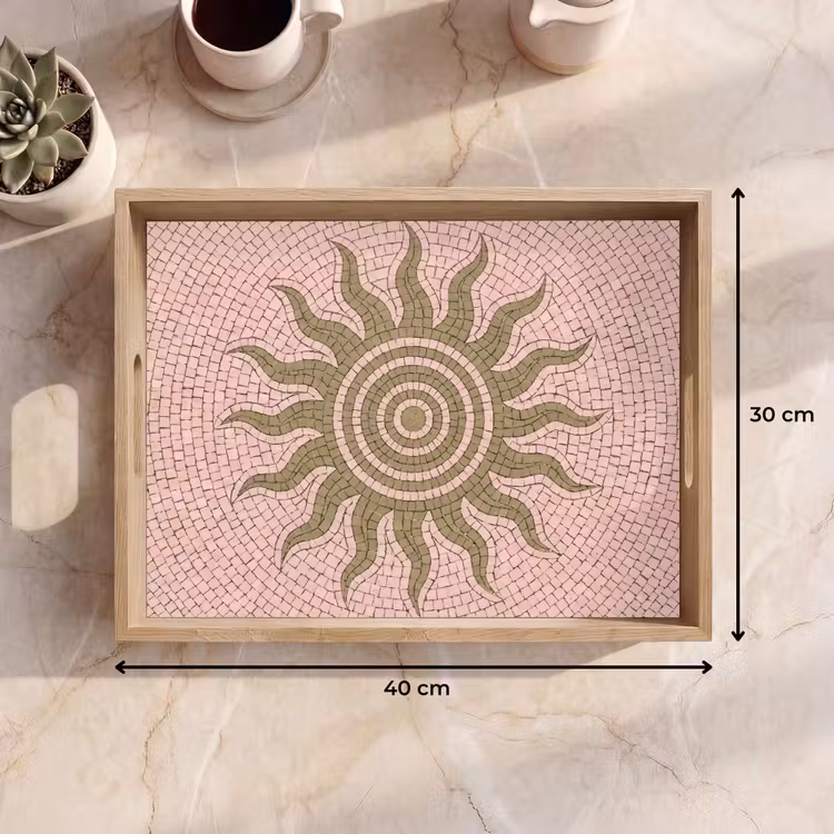 Mozaïek - Zon - Patroon - Klassiek - Roze Dienblad Rechthoek middel -USP_Formaat