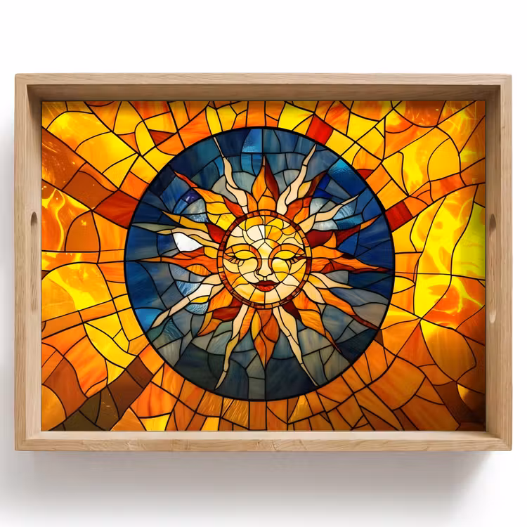 Mozaïek - Zon - Geel - Cirkel Dienblad Rechthoek middel -z3d_shopping
