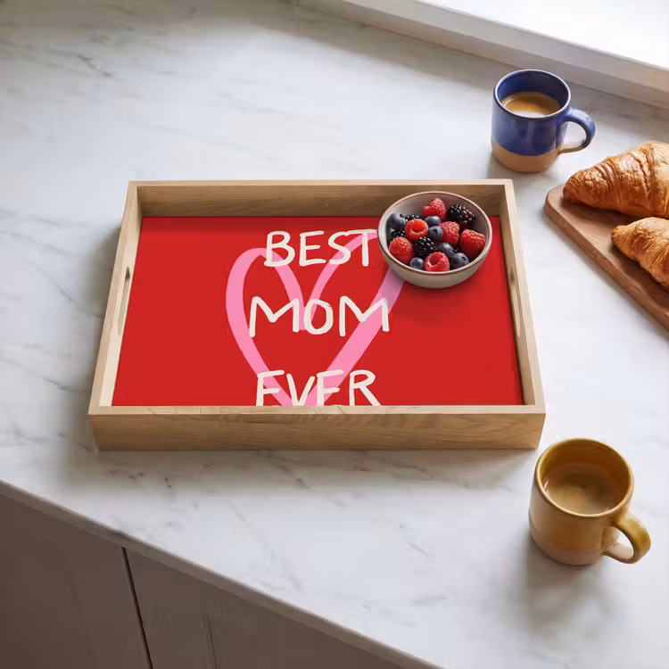 Moeder - Quote - Hartje - Rood Dienblad Rechthoek middel -sfeer2