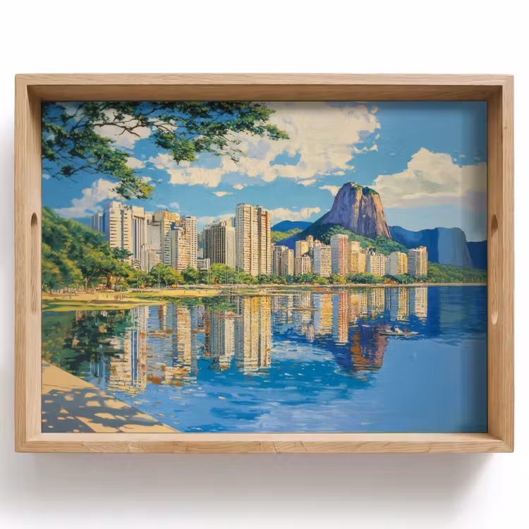 Berg - Skyline - Strand - Water Dienblad Rechthoek middel -z3d_shopping