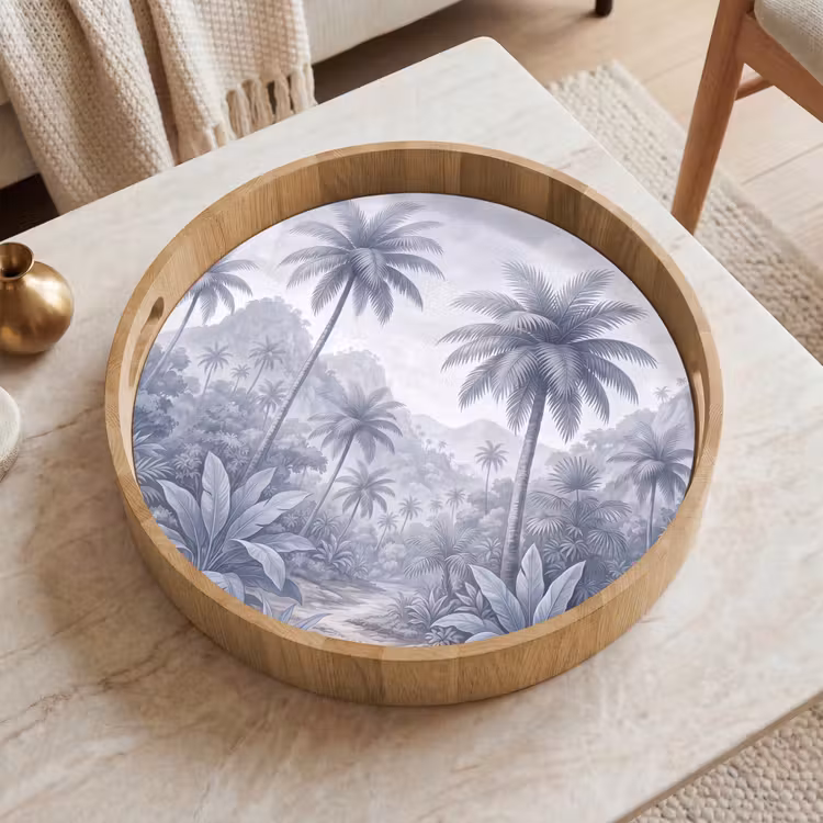 Natuur - Boom - Tropisch - Landschap - Blauw Dienblad Rond middel -sfeer1