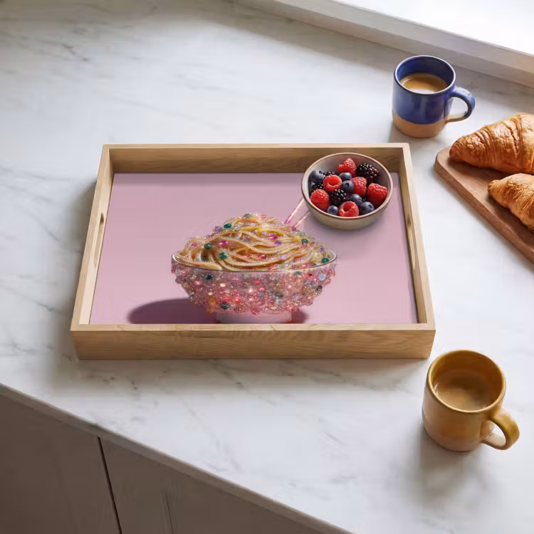 Noodles - Edelstenen - Stokjes - Roze Dienblad Rechthoek middel -sfeer2