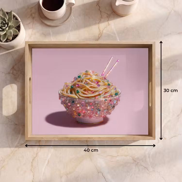 Noodles - Edelstenen - Stokjes - Roze Dienblad Rechthoek middel -USP_Formaat