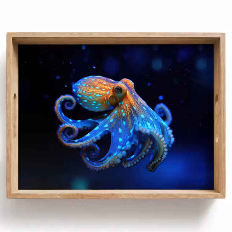 Octopus - Stippen - Blauw - Zee Dienblad Rechthoek middel -z3d_shopping