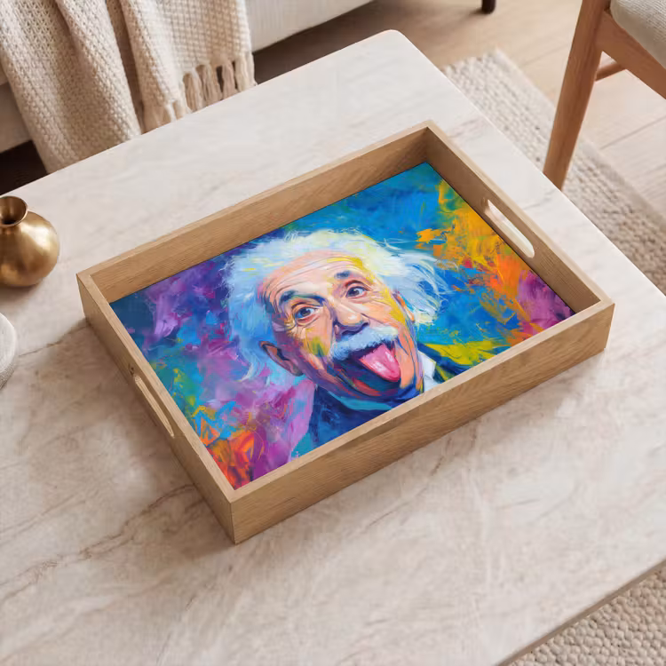 Oude man - Expressief - Kleurrijk Dienblad Rechthoek middel -sfeer1