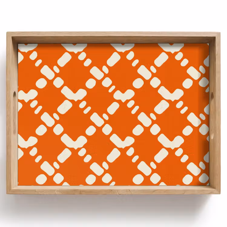 Oranje - Ruitpatroon - Wit Dienblad Rechthoek middel 911 -z3d_shopping