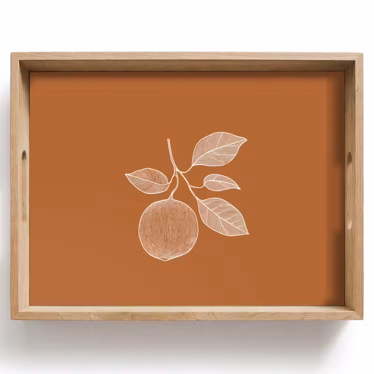 Sinaasappel - Getekend - Bladeren - Bruin Dienblad Rechthoek middel -z3d_shopping