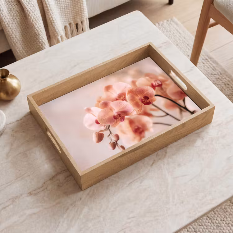 Orchidee - Bloemen - Roze - Bloemblaadjes Dienblad Rechthoek middel -sfeer1